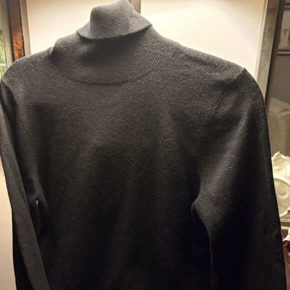 Alex Marie Sweater Womens Large Black Cashmere Tight Knit Turtleneck Pullover - Picture 3 of 11